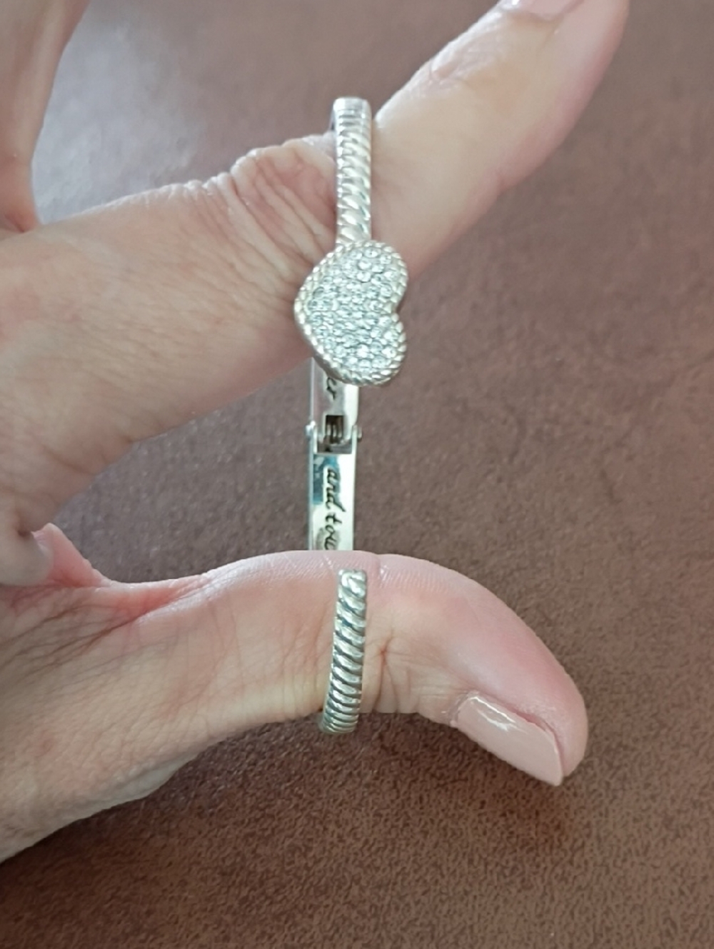 Brighton Celestia Heart Hinged Silver Bangle - Picture 6 of 7